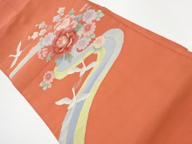 JAPANESE KIMONO / VINTAGE NAGOYA OBI / TSUZURE / WOVEN PEONY & KIKU